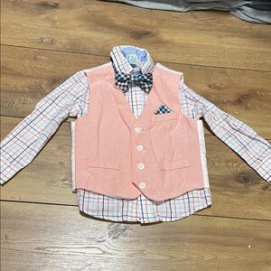 Class Club Pink Vest and Checkered Shirt Set